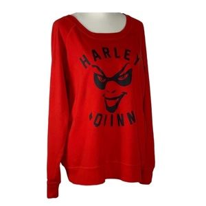 DC Comic Harley Quinn Pullover Sweatshirt Red Black XL Lightweight Reversible